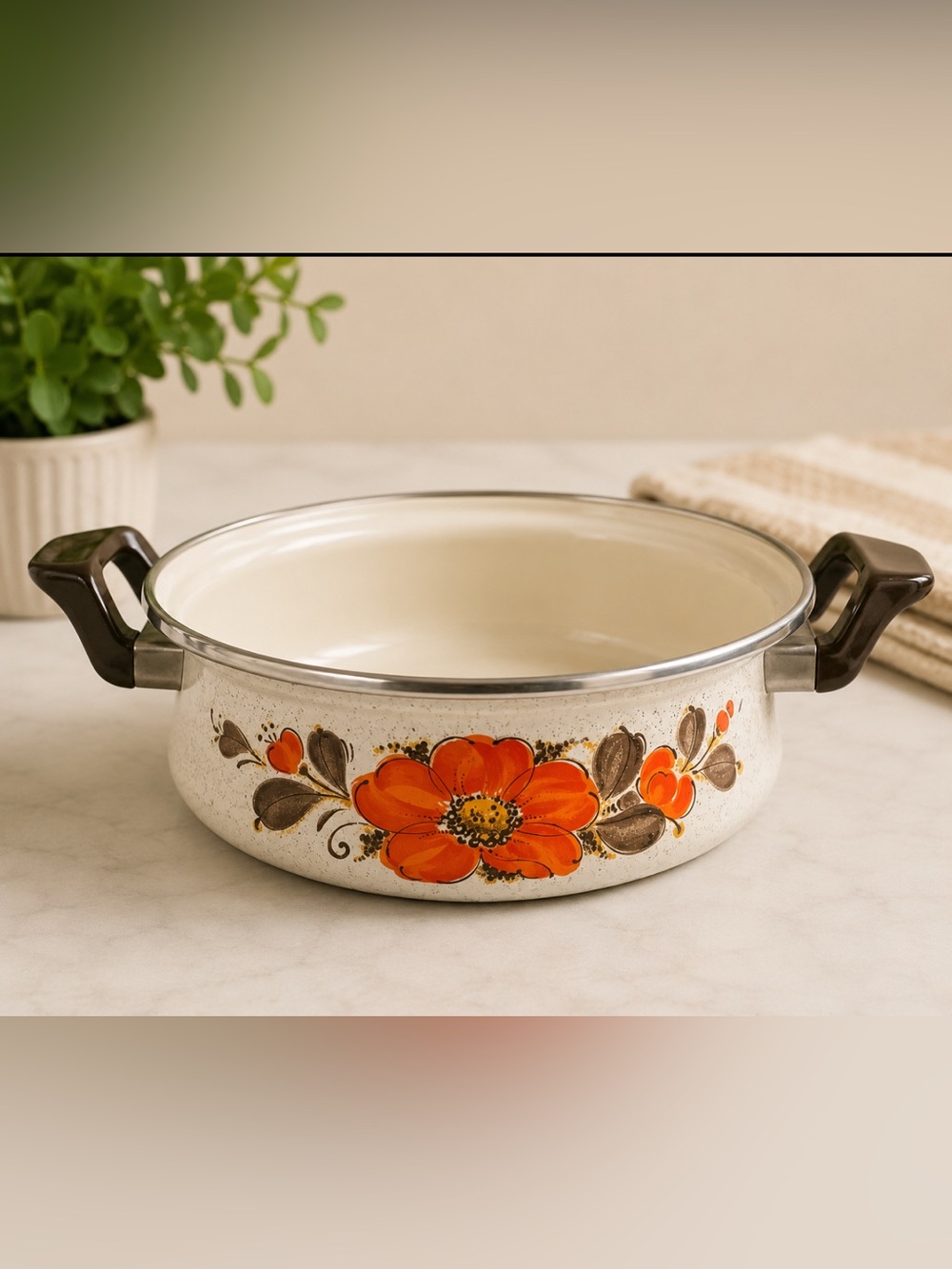 Sanko Ware Show Pan Orange Poppy Sauté Pan